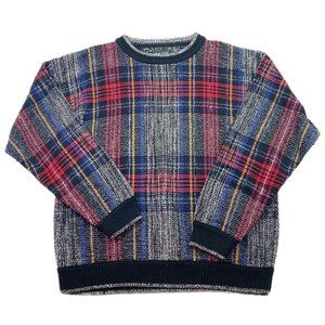 Vintage Hunt Club 1990s Cable Knit Plaid Sweatshirt Adult Size Large Sweater